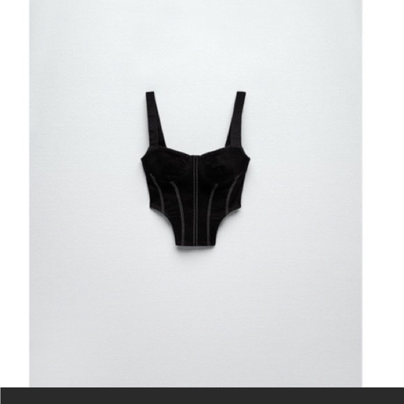 Zara Tops Zara Denim Corset Tank Top Poshmark
